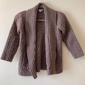 MaxMara Cashmere Cable Knit Tan Cardigan size M